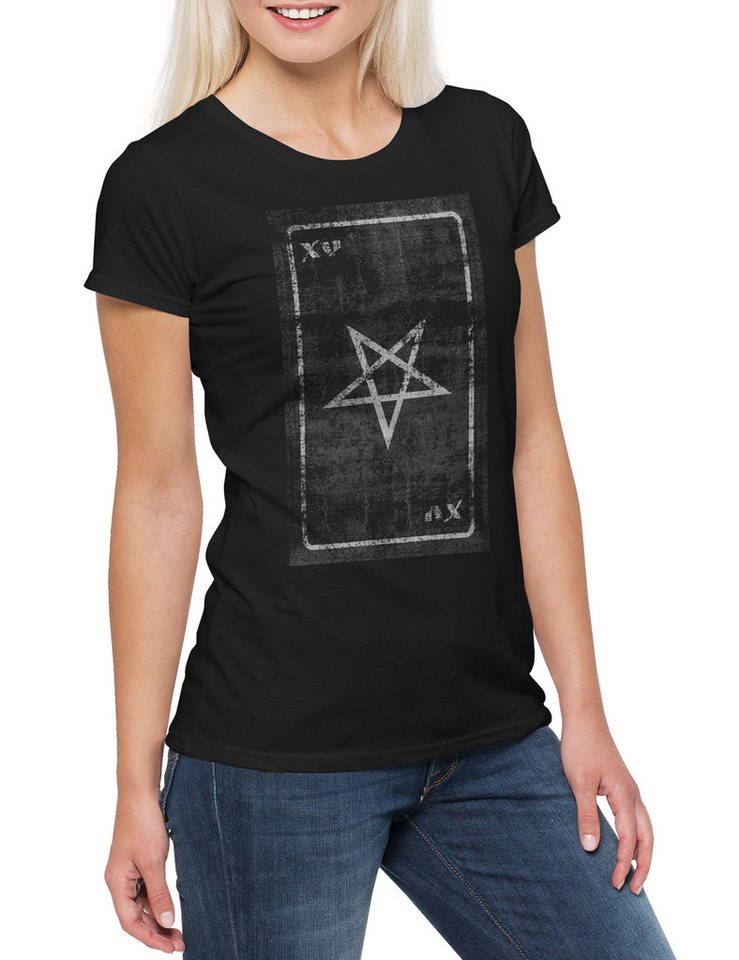 Urban Backwoods Print-Shirt Tarot The Devil Damen T-Shirt Tarot Karte Karten Devil Teufel Satan (1-tlg) Lucifer 666 Voodoo Occultism von Urban Backwoods