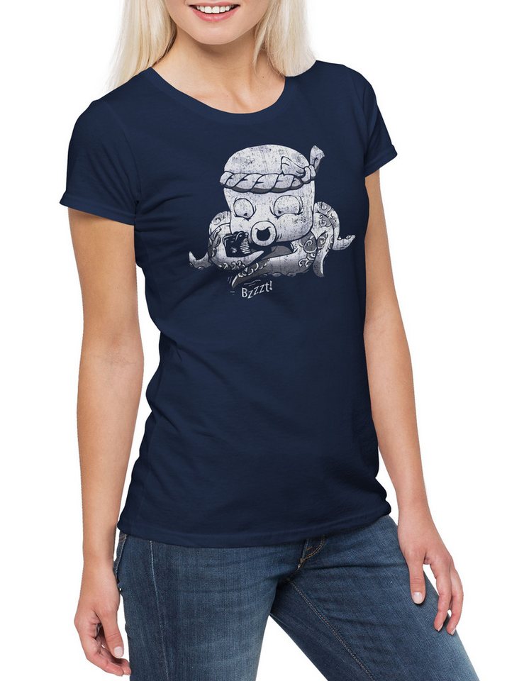 Urban Backwoods Print-Shirt Tattoo Octopus Damen T-Shirt Tintenfisch Art Tätowierer Artist Studio (1-tlg) Comic Cartoon Tattooist Stencil von Urban Backwoods