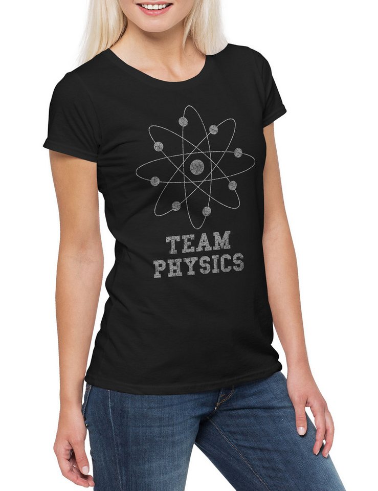 Urban Backwoods Print-Shirt Team Physics Damen T-Shirt Lehrer Fun Teacher Physik Professor Nerd (1-tlg) Geek Science Scientist Wissenschaftler von Urban Backwoods