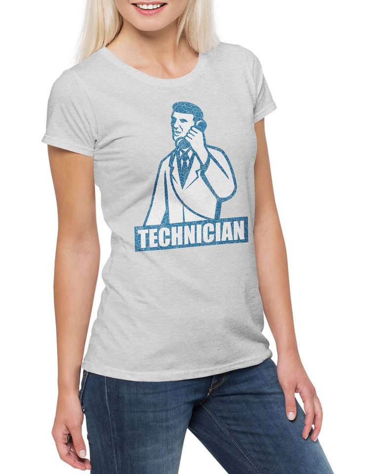 Urban Backwoods Print-Shirt Technician Damen T-Shirt Techniker Elektriker Meister Beruf Handwerk (1-tlg) Elektroniker ElektroIngenieur Elektrik Strom von Urban Backwoods