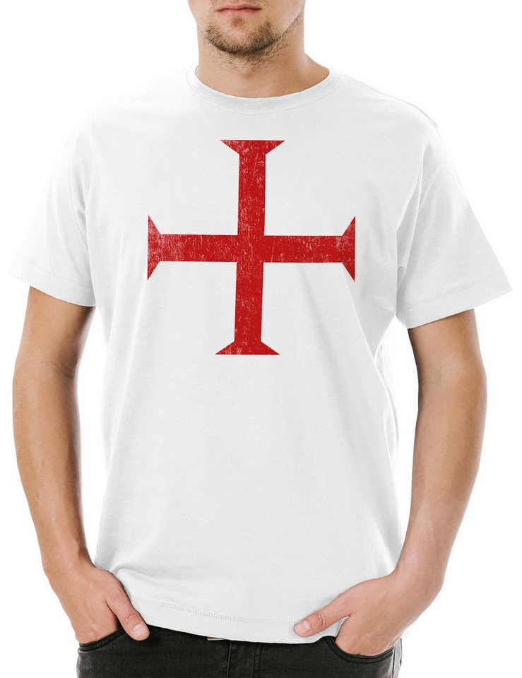 Urban Backwoods Print-Shirt Templar Cross II Herren T-Shirt Rotes Templer Orden Kreuz Templerorden (1-tlg) Ordo Red Ritter Tempelritter von Urban Backwoods