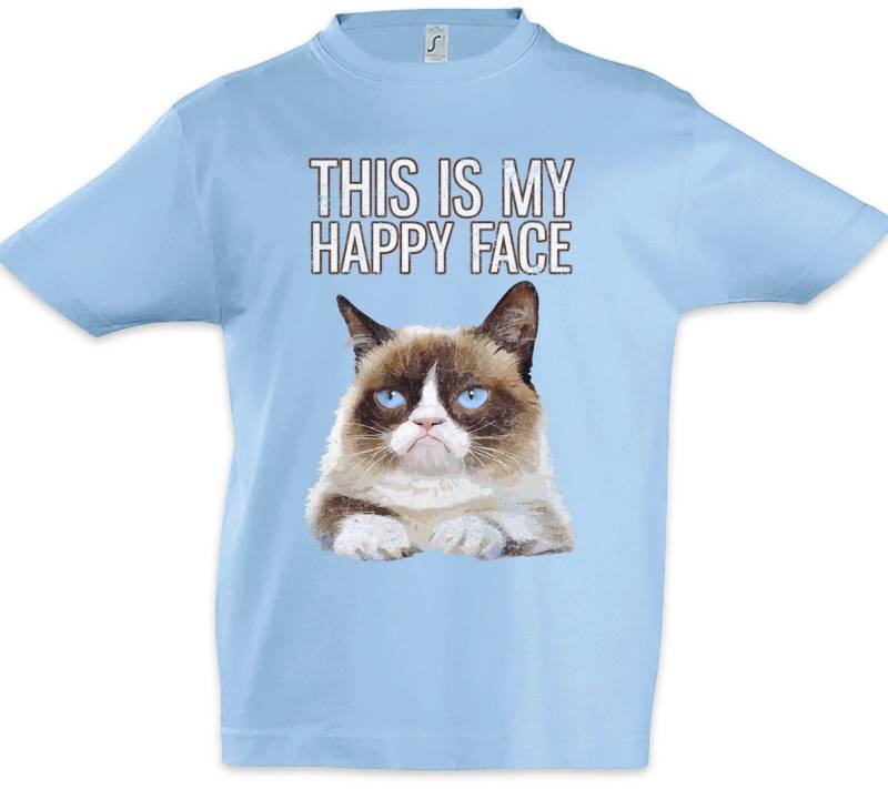 Urban Backwoods Print-Shirt This Is My Happy Face Kinder T-Shirt Grumpy Katze Gesicht Cat Smile (1-tlg) Rockabella Girl Kitten Kitty von Urban Backwoods