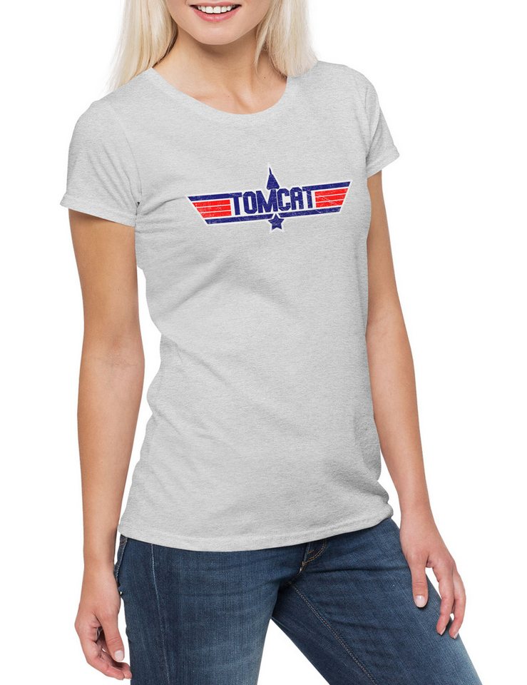 Urban Backwoods Print-Shirt Tomcat Damen T-Shirt Top 80s kult Eigties Jet Düsenjet Fun Flugzeug (1-tlg) Gun U.S. Navy Air von Urban Backwoods