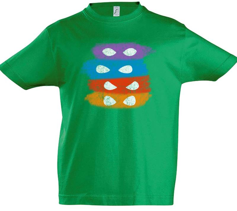 Urban Backwoods Print-Shirt Turtle Masks Kinder T-Shirt Toon Cartoon Comic Masken Ninja Green (1-tlg) Mutant Drawing Hero TMHT von Urban Backwoods
