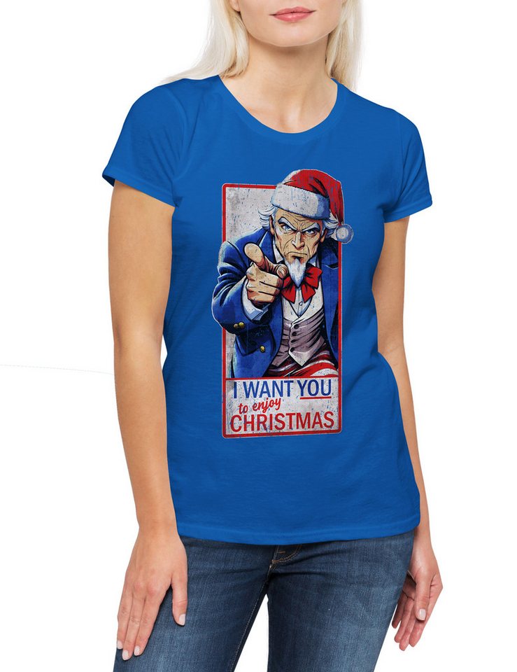 Urban Backwoods Print-Shirt USA Enjoy Christmas Damen T-Shirt American Troops Army US Merry Santa (1-tlg) X-Mas Claus Weihnachten Weihnachtsmann von Urban Backwoods
