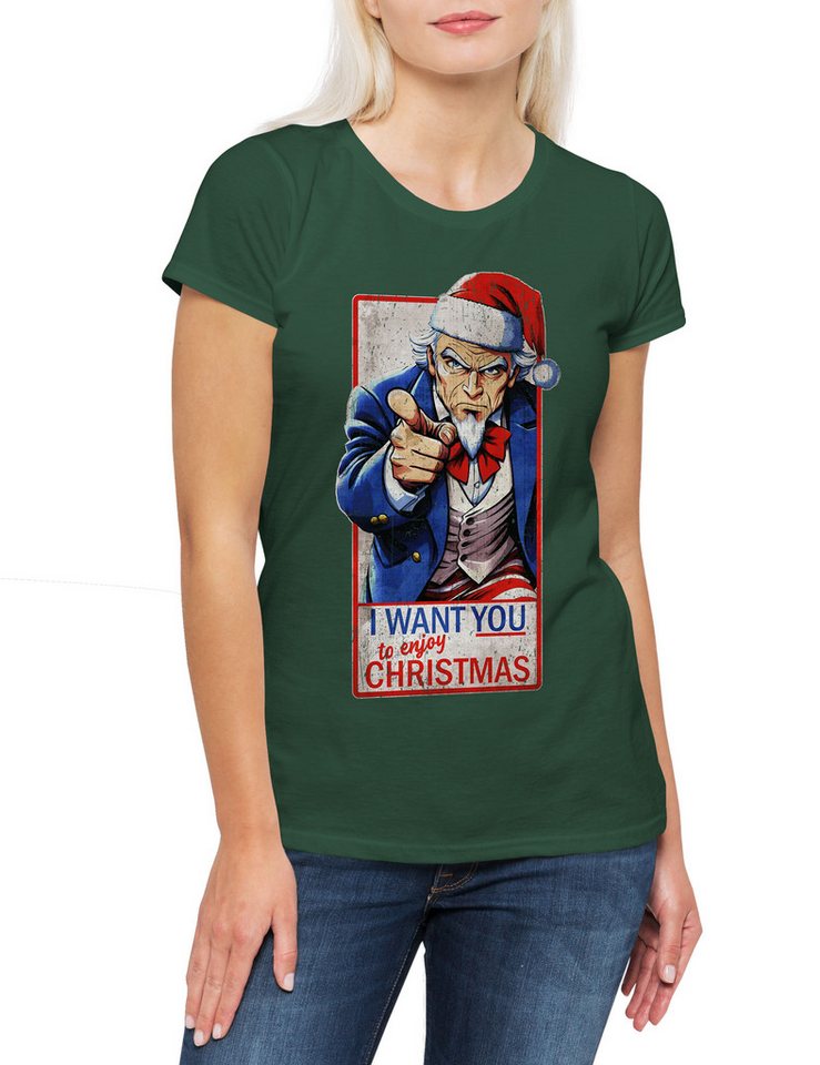 Urban Backwoods Print-Shirt USA Enjoy Christmas Damen T-Shirt American Troops Army US Merry Santa (1-tlg) X-Mas Claus Weihnachten Weihnachtsmann von Urban Backwoods