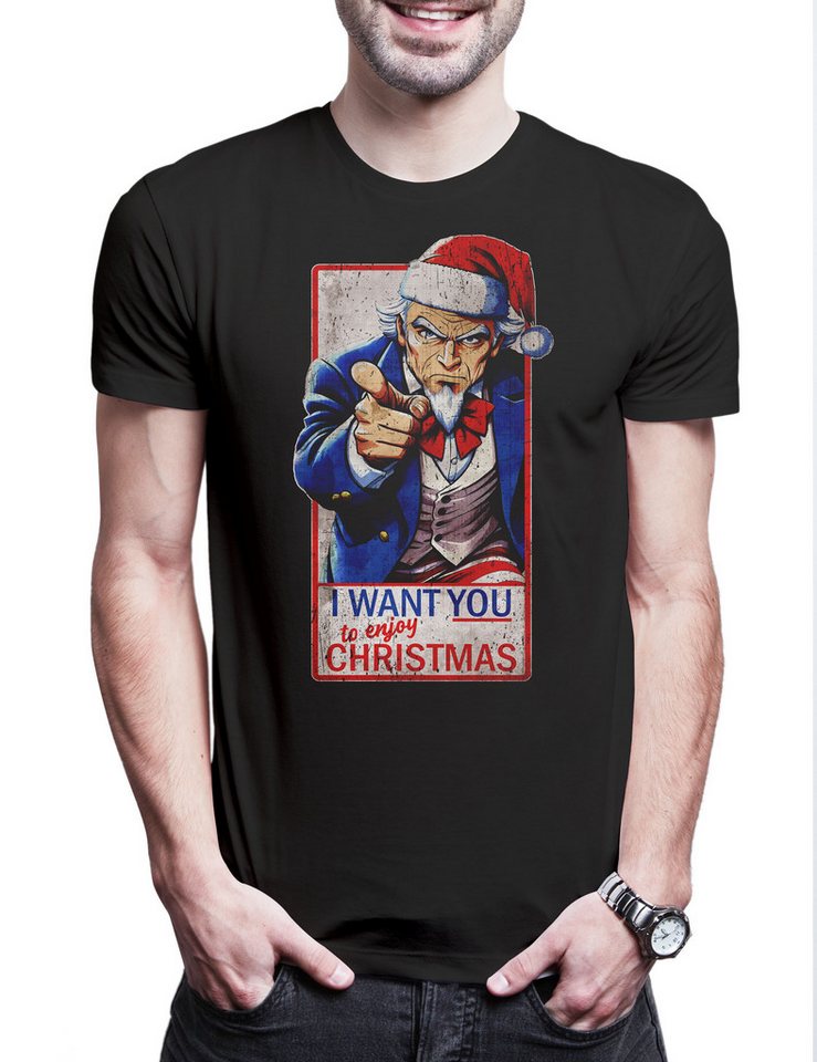 Urban Backwoods Print-Shirt USA Enjoy Christmas Herren T-Shirt American Troops Army US Merry Santa (1-tlg) X-Mas Claus Weihnachten Weihnachtsmann von Urban Backwoods