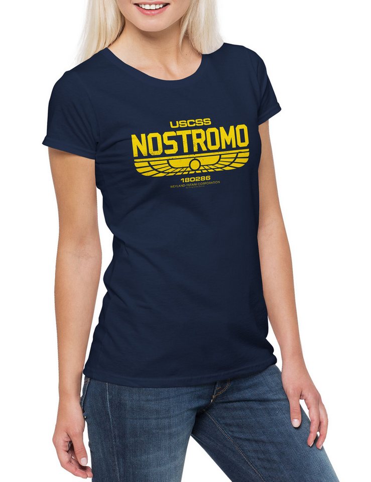 Urban Backwoods Print-Shirt USCSS Nostromo 4 Damen T-Shirt Alien Prometheus Nostromo Weyland (1-tlg) Corporation Weyland Aliens Yutani von Urban Backwoods