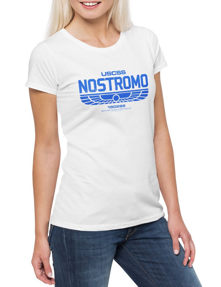 Urban Backwoods Print-Shirt USCSS Nostromo I Damen T-Shirt Prometheus Corporation Alien Weyland (1-tlg) Yutani Logo Corporation Aliens von Urban Backwoods