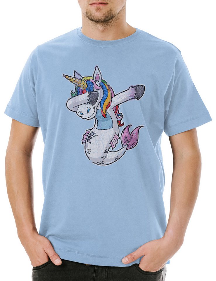Urban Backwoods Print-Shirt Unimaid Dab Herren T-Shirt Dance DJ Einhorn Unicorn Meerjungfrau MC (1-tlg) Disco Club Clubbing Party von Urban Backwoods