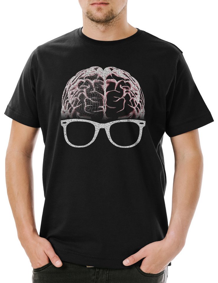 Urban Backwoods Print-Shirt Nerd Brain Herren T-Shirt Jerk Geek Nerd Lehrer Freak Gamer Gehirn (1-tlg) Science Scientist Teacher Computer von Urban Backwoods