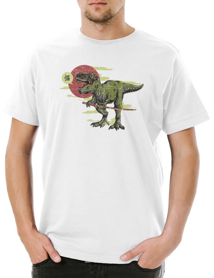 Urban Backwoods Print-Shirt Tyrannosaurusurai Herren T-Shirt Dinosaurier Dino Dinosaur Rex Ninja (1-tlg) Bushido T-Rex Banzai Krieger von Urban Backwoods