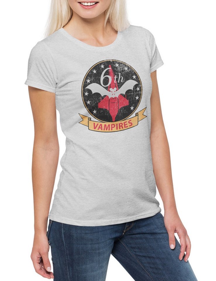 Urban Backwoods Print-Shirt Vampires Patch Damen T-Shirt Lieutenant Galactica Space Ship Star (1-tlg) Battlestar Raumschiff Battle William von Urban Backwoods