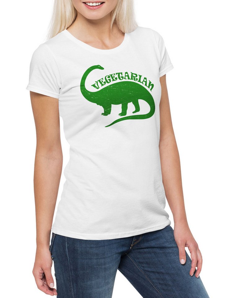 Urban Backwoods Print-Shirt Vegetarian Dinosaur Damen T-Shirt Vegan Dinosaurier Saurier (1-tlg) Pflanzenfresser Plant Eaters Brontosaurus von Urban Backwoods