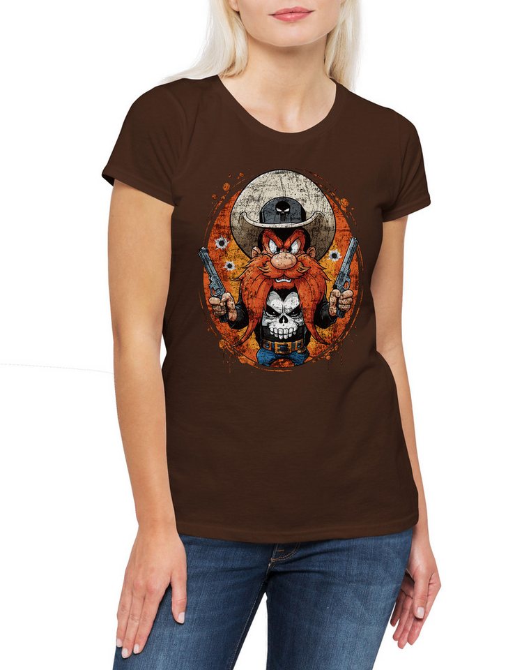 Urban Backwoods Print-Shirt Vigilante Damen T-Shirt Skull Logo Toon Cartoon Comic Yosemite (1-tlg) Punisher Symbol Zeichen Bunny von Urban Backwoods
