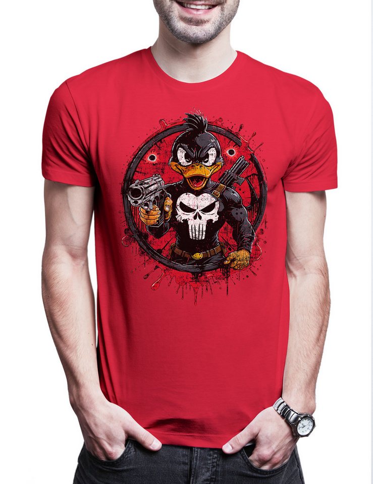 Urban Backwoods Print-Shirt Vigilante Duck Herren T-Shirt Skull Logo Toon Cartoon Comic Daffy (1-tlg) Punisher Symbol Zeichen Bunny von Urban Backwoods