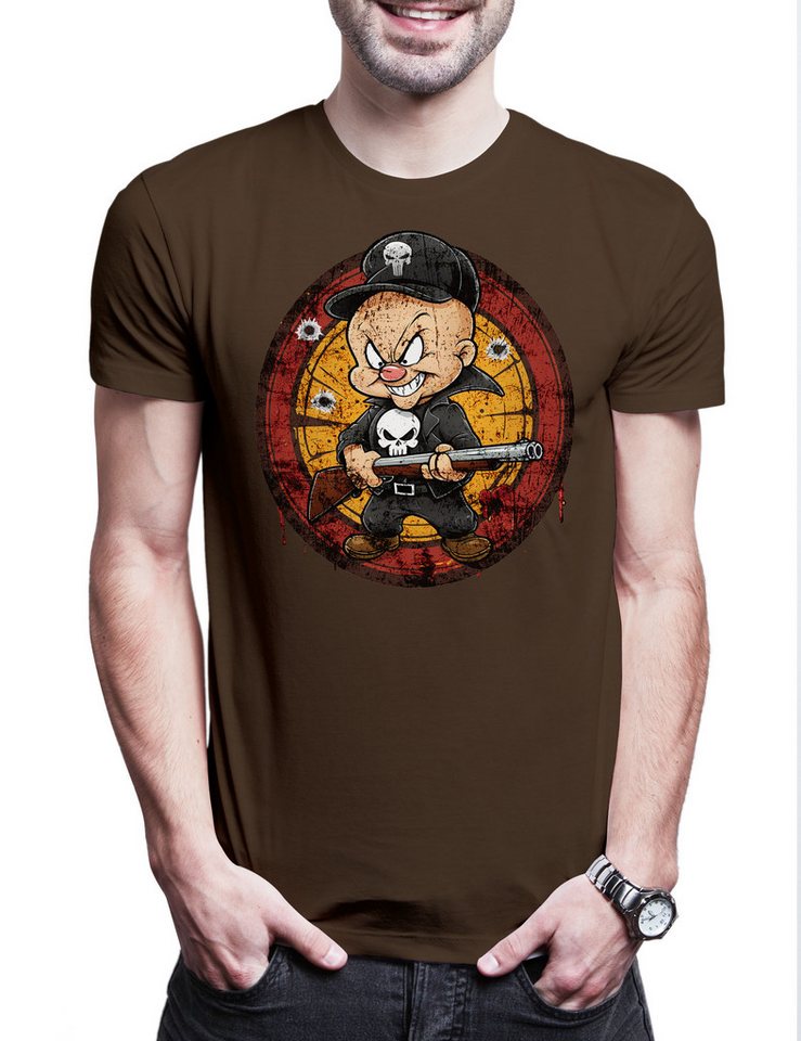 Urban Backwoods Print-Shirt Vigilante Fud Herren T-Shirt Skull Logo Toon Cartoon Comic Elmer (1-tlg) Punisher Symbol Zeichen Bunny von Urban Backwoods