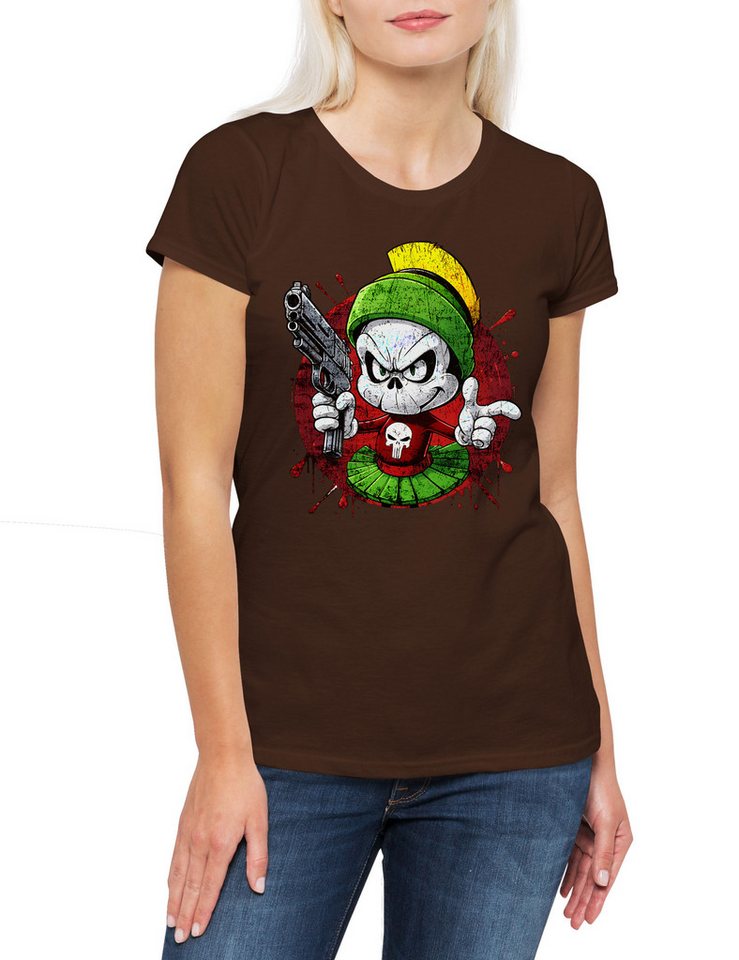 Urban Backwoods Print-Shirt Vigilante Marv Damen T-Shirt Skull Logo Toon Cartoon Comic Marvin (1-tlg) Punisher Symbol Zeichen Bunny von Urban Backwoods