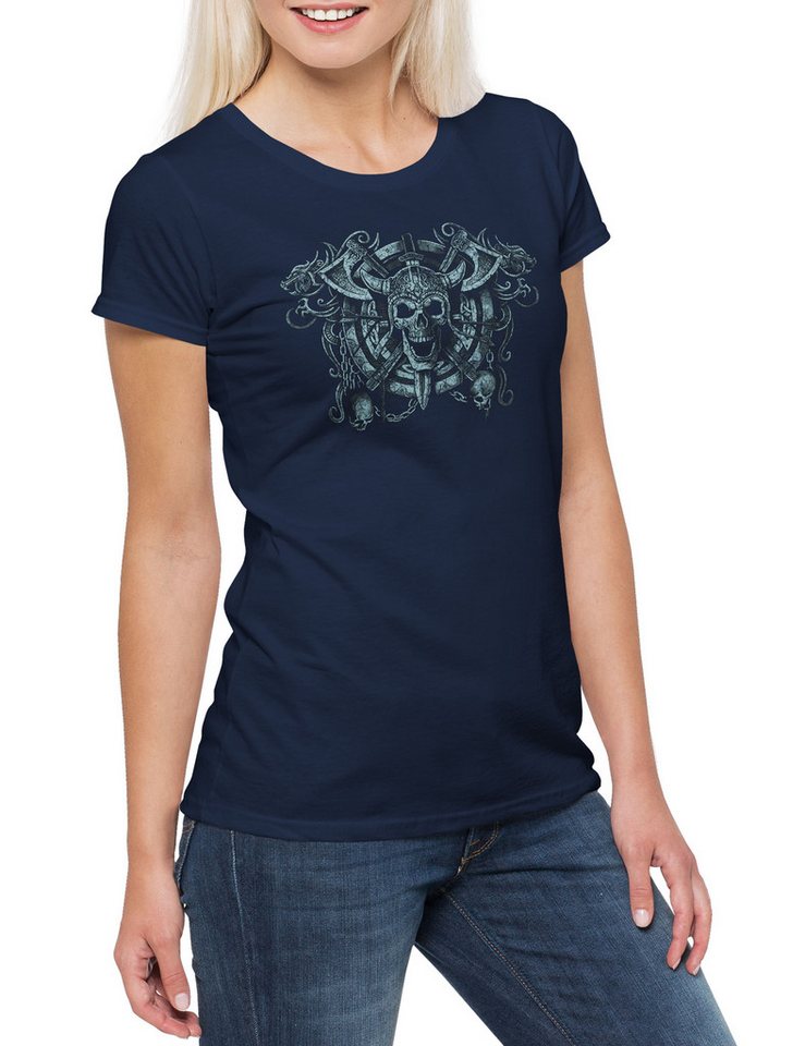 Urban Backwoods Print-Shirt Viking Skull Circle Damen T-Shirt Walhalla Odhin Wotan Thor Vikings (1-tlg) Loki Midgard Asen Wikinger von Urban Backwoods