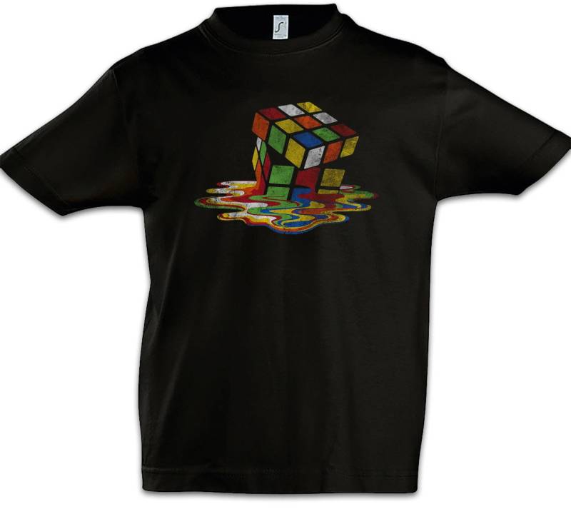 Urban Backwoods Print-Shirt Vintage Cube Melting Kinder T-Shirt Zauberwürfel 80s Magic Speed (1-tlg) Cubing Cuber Speedcube Algorithm von Urban Backwoods