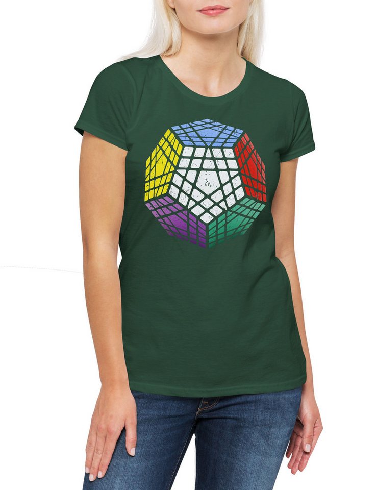 Urban Backwoods Print-Shirt Vintage Megaminx Damen T-Shirt Cube Zauberwürfel 80s Magic Speed (1-tlg) Cubing Cuber Speedcube Megamix von Urban Backwoods