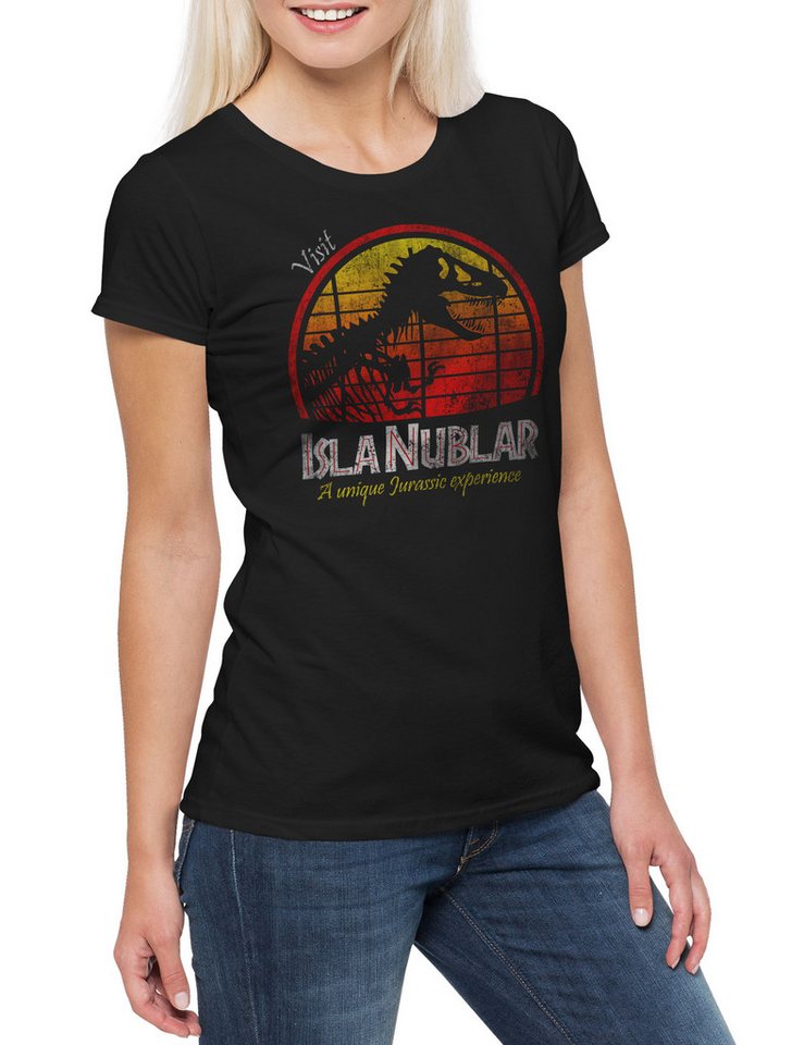 Urban Backwoods Print-Shirt Visit Island Damen T-Shirt I Survived Isla Nublar Park Logo Symbol (1-tlg) Sign Dinosaurier Dinosaur Jurrasic von Urban Backwoods