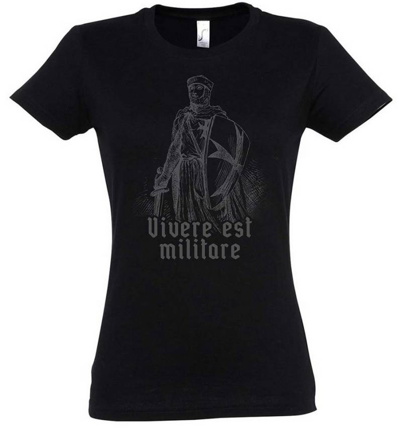 Urban Backwoods Print-Shirt Vivere Est Militare II Damen T-Shirt Soldier Ritter Knight (1-tlg) Leben Heißt Kämpfen Mittelalter von Urban Backwoods