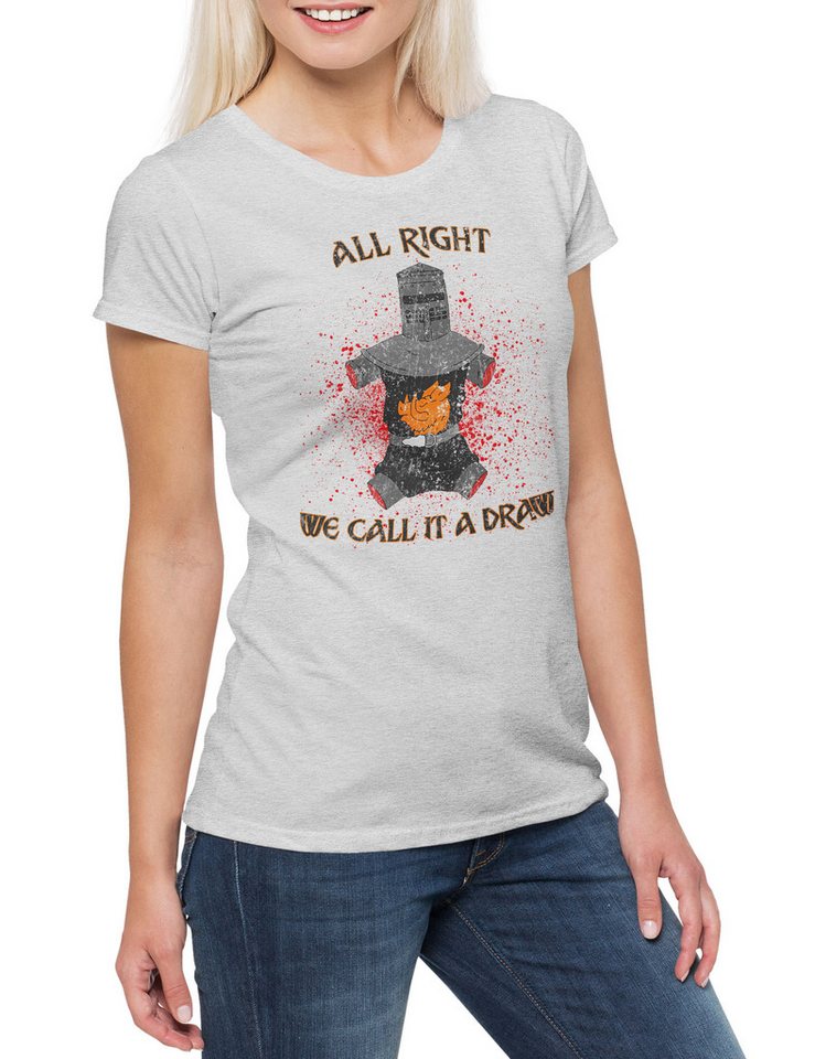 Urban Backwoods Print-Shirt We Call It A Draw Damen T-Shirt Monty Fun Schwarzer Ritter Python Fun (1-tlg) Black Knight Der Kokosnuß von Urban Backwoods