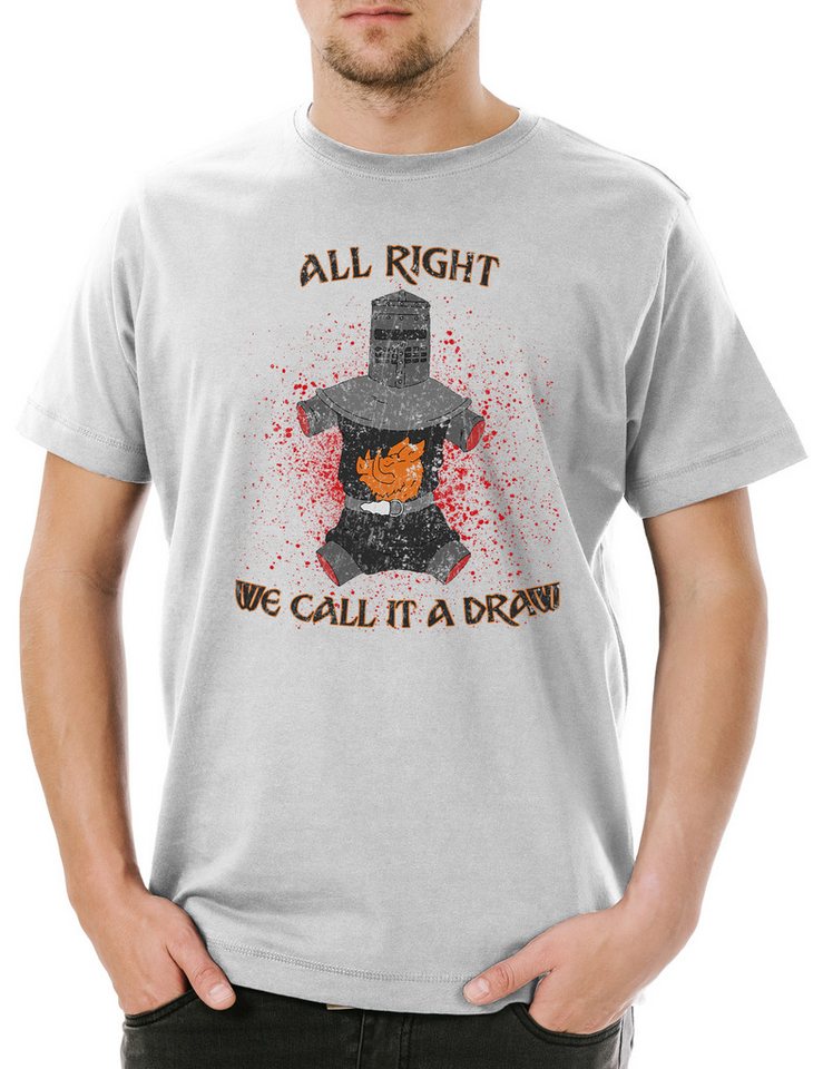 Urban Backwoods Print-Shirt We Call It A Draw Herren T-Shirt Monty Fun Schwarzer Ritter Python Fun (1-tlg) Black Knight Der Kokosnuß von Urban Backwoods