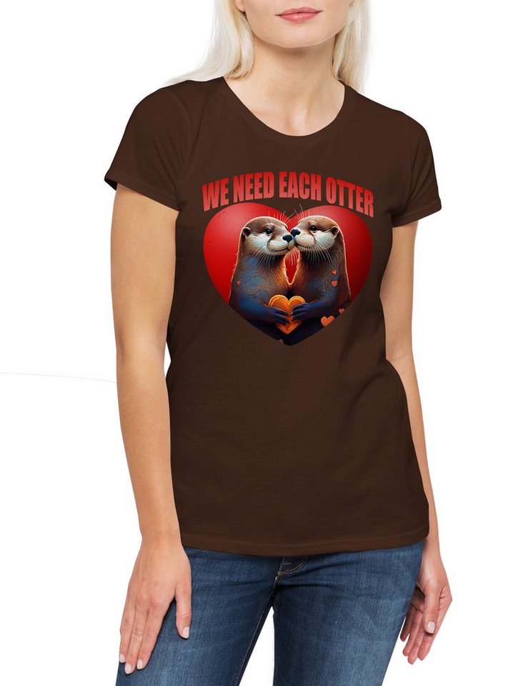 Urban Backwoods Print-Shirt We Need Each Otter Damen T-Shirt Other Liebe Love Boyfriend Girlfriend (1-tlg) Parr Couple Hochzeit Wedding von Urban Backwoods