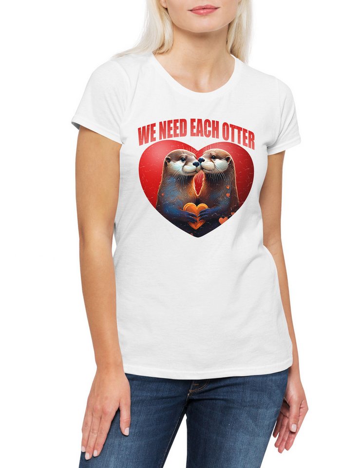 Urban Backwoods Print-Shirt We Need Each Otter Damen T-Shirt Other Liebe Love Boyfriend Girlfriend (1-tlg) Parr Couple Hochzeit Wedding von Urban Backwoods