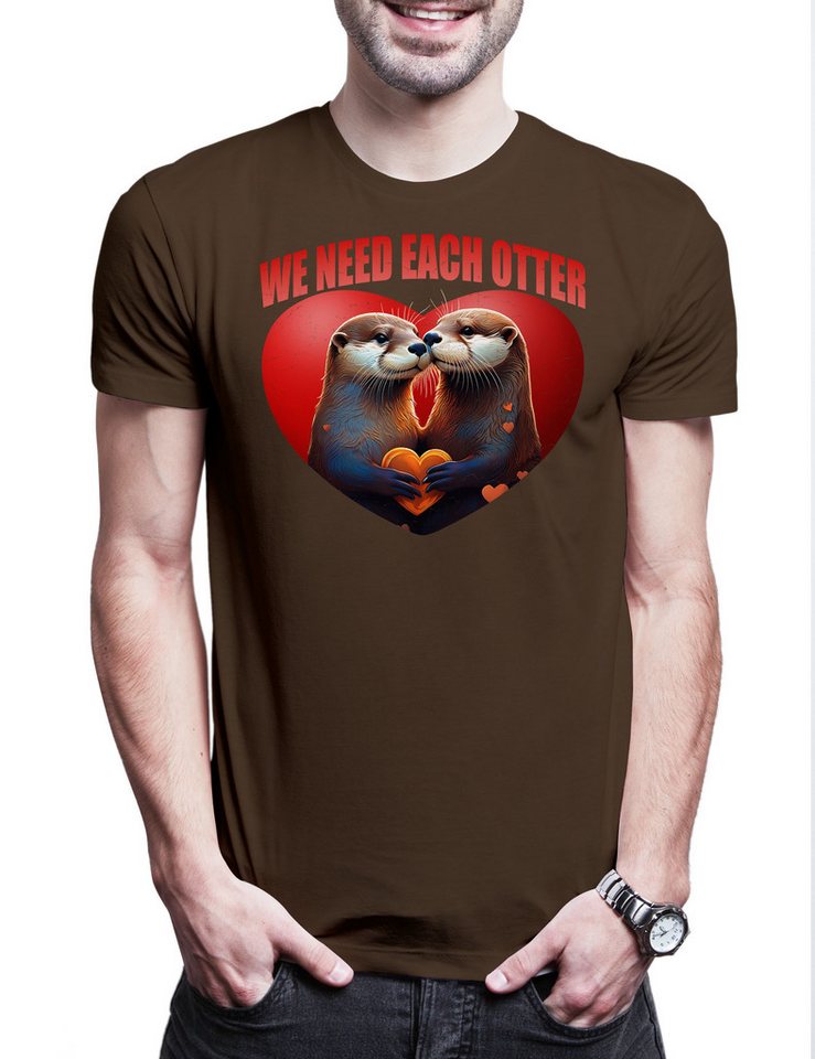 Urban Backwoods Print-Shirt We Need Each Otter Herren T-Shirt Other Liebe Love Boyfriend (1-tlg) Girlfriend Parr Couple Hochzeit von Urban Backwoods