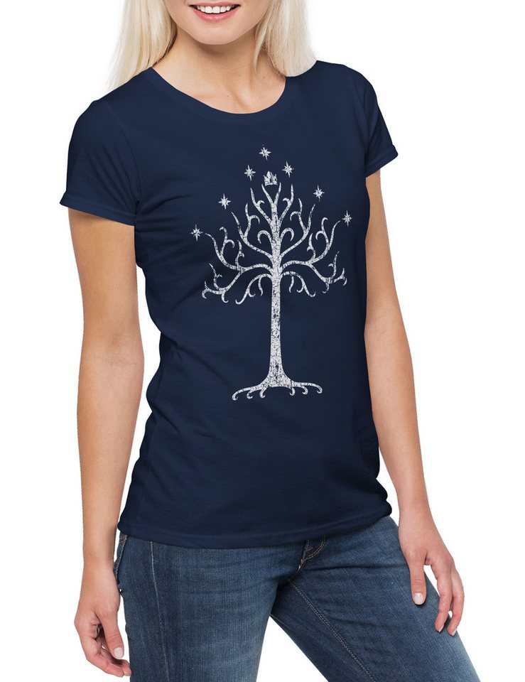 Urban Backwoods Print-Shirt White Tree Damen T-Shirt Lord of Herr der Mordor Gondor Frodo the (1-tlg) Rings Ringe Buch Sauron von Urban Backwoods
