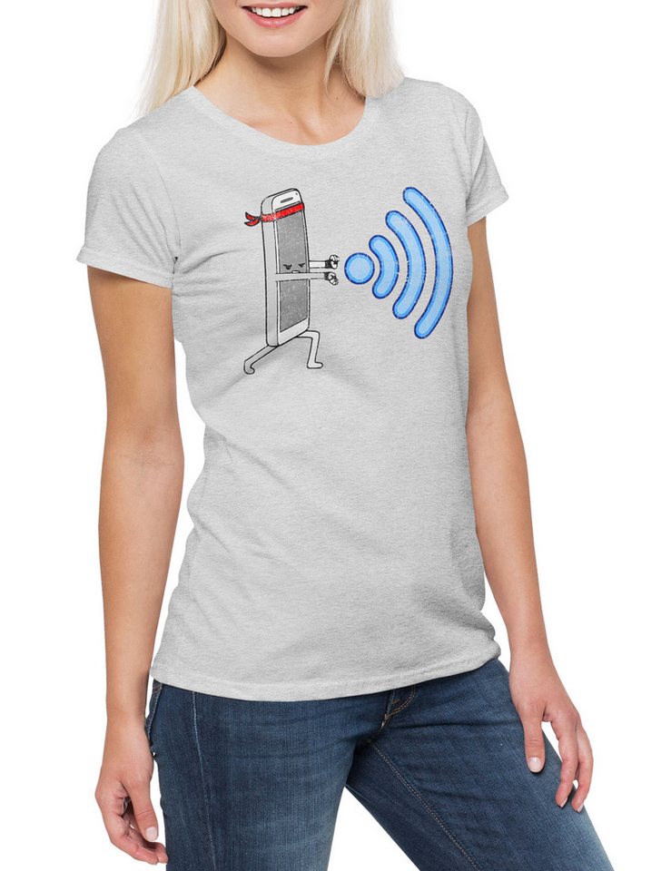 Urban Backwoods Print-Shirt Wifi Hadoken Damen T-Shirt Wi-Fi Wlan Street Geek Nerd Fun (1-tlg) Informatiker Informatik Fighter Internet von Urban Backwoods