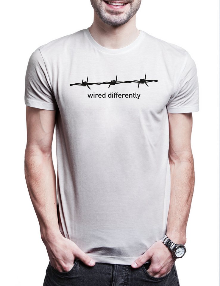 Urban Backwoods Print-Shirt Wired Differently A Herren T-Shirt Stacheldraht Außenseiter ADHD (1-tlg) Outsider Autism Anders Beinträchtigung von Urban Backwoods