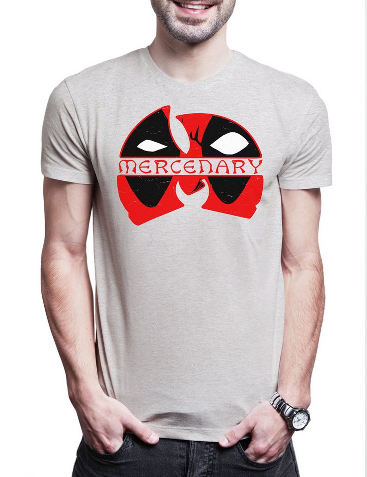 Urban Backwoods Print-Shirt Wu Mercenary Herren T-Shirt Symbol Superhero Comic Movie Logo Sign (1-tlg) Deadpool Tang Kult Maske von Urban Backwoods
