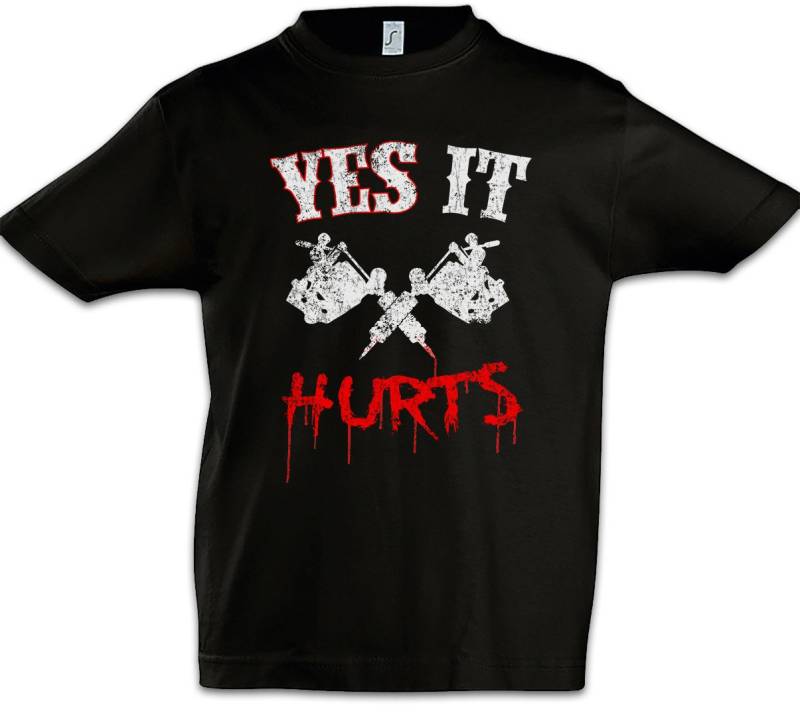 Urban Backwoods Print-Shirt Yes It Hurts Tattoo Machines Kinder T-Shirt Tätowiermaschine Machine (1-tlg) Gun Artist Tätowierer Studio von Urban Backwoods
