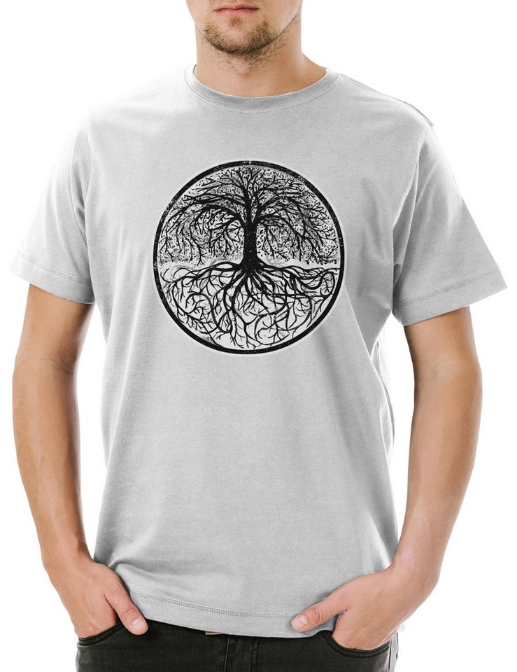 Urban Backwoods Print-Shirt Yggdrasil Tree Logo II Black & White Herren T-Shirt Tree Tyr Celtic (1-tlg) Irminsul Of Thor Life von Urban Backwoods