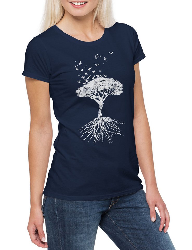 Urban Backwoods Print-Shirt Yggdrasil Tree Logo VII Damen T-Shirt Arsen Celtic Irminsul Loki Of (1-tlg) Life Weltenbaum Thor Wikinger von Urban Backwoods