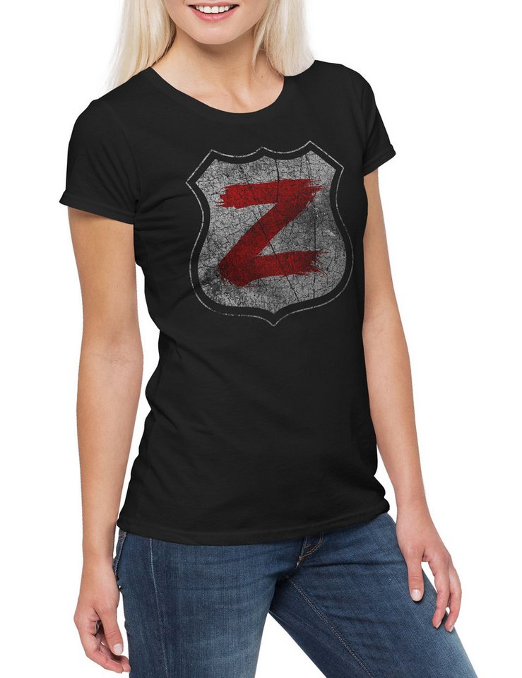 Urban Backwoods Print-Shirt Z Shield Damen T-Shirt Zombie Sign Logo Symbol Nation Roberta Warren (1-tlg) Radio Station Operation Bitemark von Urban Backwoods