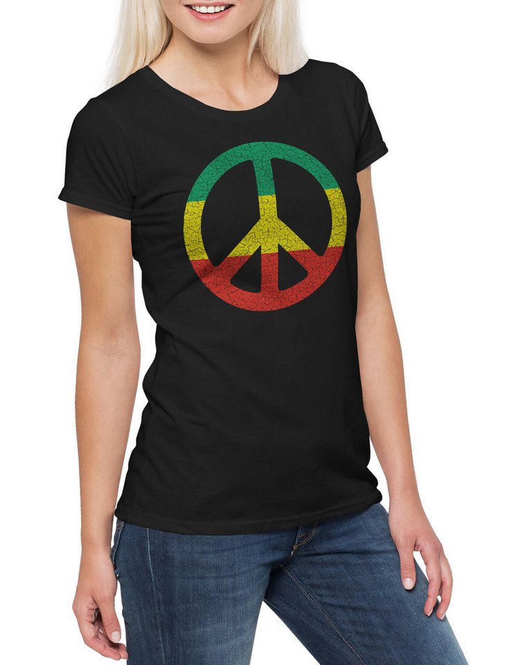 Urban Backwoods Print-Shirt Zion Peace Sign Damen T-Shirt Music Jah Babylon Musik Jamaica Irie (1-tlg) Reggae Marley Haile Selassie von Urban Backwoods