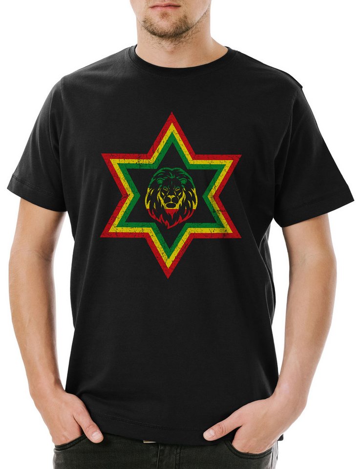 Urban Backwoods Print-Shirt Zion Star Lion Herren T-Shirt Music Jah Babylon Musik Babylon Irie Ska (1-tlg) Jamaica Jamaika Haile Selassie von Urban Backwoods