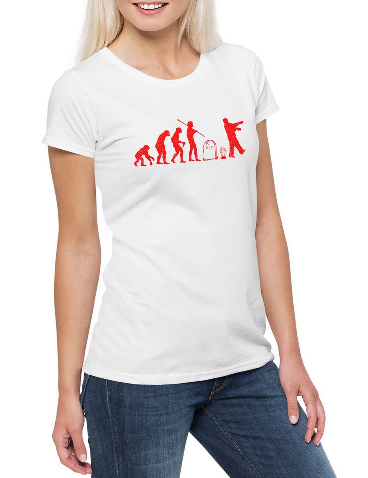 Urban Backwoods Print-Shirt Zombie Evolution Damen T-Shirt Walkers Zombies Horror The Walking (1-tlg) Living Night Of Dead von Urban Backwoods