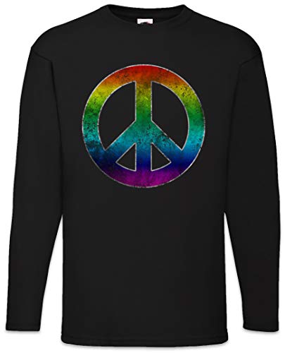 Urban Backwoods Rainbow Peace Symbol Herren Langarm T-Shirt Schwarz Größe 2XL von Urban Backwoods