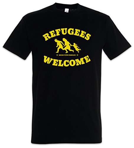 Urban Backwoods Refugees Welcome Herren T-Shirt Schwarz Größe S von Urban Backwoods