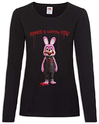 Urban Backwoods Robbie The Evil Rabbit Damen Langarm T-Shirt Schwarz Größe L von Urban Backwoods