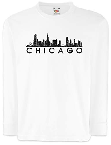 Urban Backwoods Skyline Chicago Kinder Kids Mädchen Jungen Langarm T-Shirt Weiß Größe 8 Jahre von Urban Backwoods