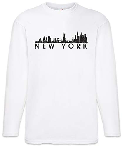 Urban Backwoods Skyline New York Herren Langarm T-Shirt Weiß Größe L von Urban Backwoods