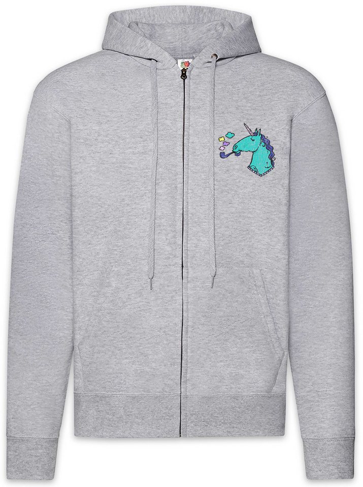 Urban Backwoods Sweatjacke Smoking Unicorn Zipper Hoodie Einhorn Comic Anime Regenbogen Rainbow (1-tlg) Cute Fantasy Fairies Princess von Urban Backwoods