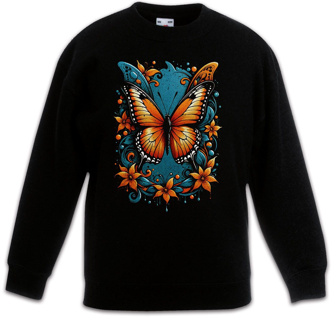 Urban Backwoods Sweatshirt Butterfly Kinderpullover Schmetterling Tattoo Art Girl Pin Up (1-tlg) Burlesque Aestehtic Natur Öko von Urban Backwoods
